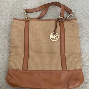 Michael Kors fabric/straw tote